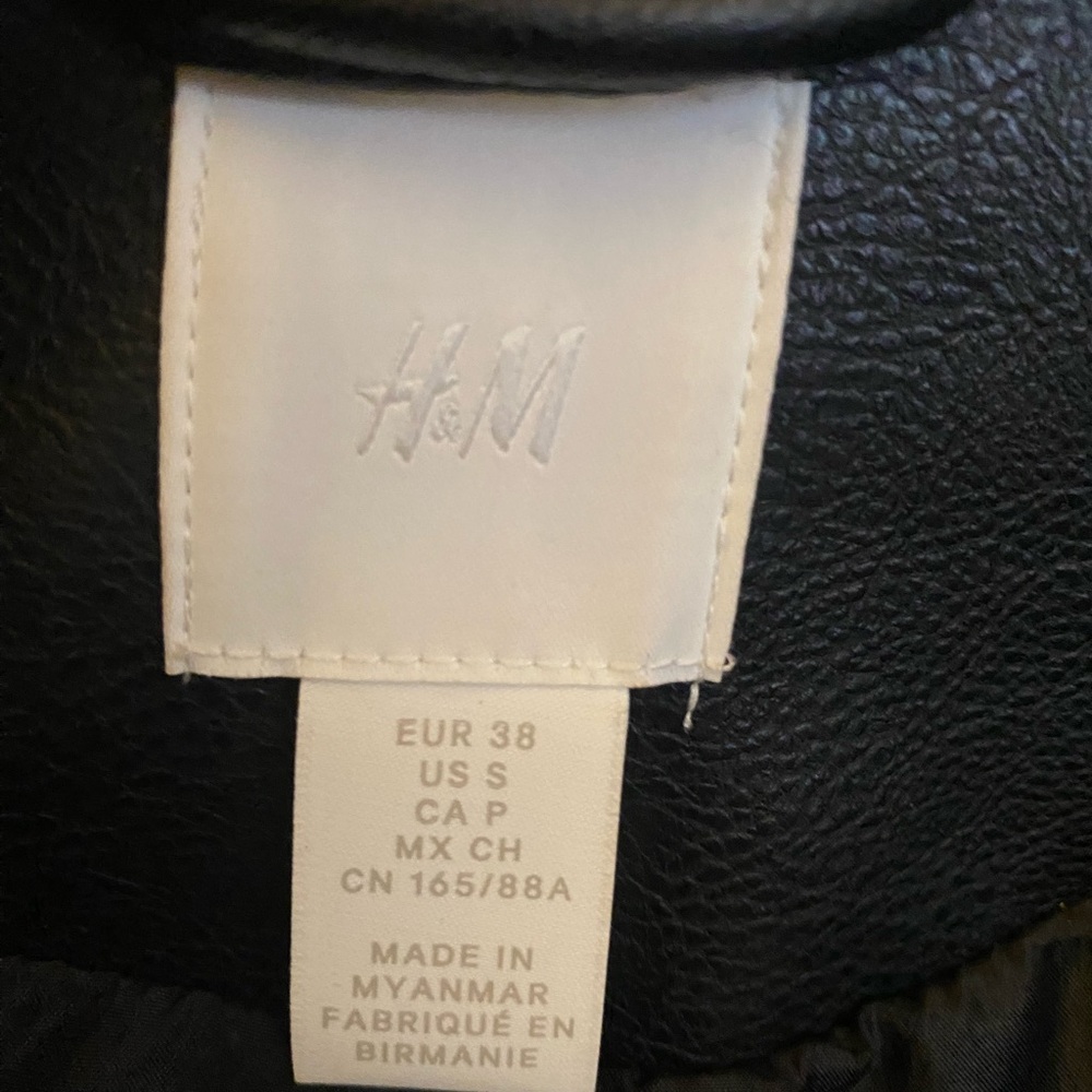 H&M Black Faux Leather Jacket with Silver Details - Picture 3 of 3